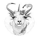 A powerful depiction of a mountain goat and a fish, representing the strength and adaptability of Capricorn and Pisces, accented with delicate pink flowers tattoo design idea