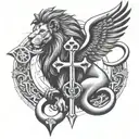 ankh and lion   tattoo design idea