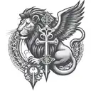 ankh and lion   tattoo design idea