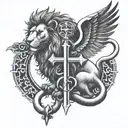 ankh and lion   tattoo design idea