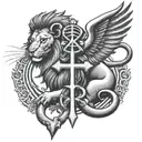 ankh and lion   tattoo design idea
