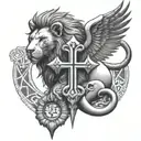 ankh and lion   tattoo design idea