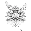 lotus flower with fairy and butterfly tattoo design idea