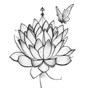 lotus flower with fairy and butterfly tattoo design idea