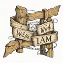 two fence posts with "with you I am" written in cursive out of the wire between the posts tattoo design idea