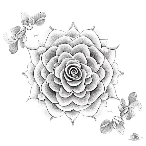 mandala with roses  tattoo design idea