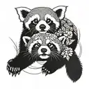 Give me a tattoo centered around the phrase "together we've got this" with a red panda and sea turtle tattoo design idea