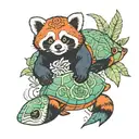 red panda and sea turtle around the words "together we've got this"  tattoo design idea