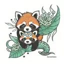 red panda and sea turtle around the words "together we've got this"  tattoo design idea