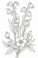 lily of the valley poppy snowdrop bouquet  tattoo design idea