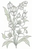 lily of the valley poppy snowdrop bouquet  tattoo design idea