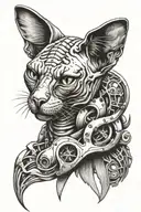 Sphynx cat with half exposed skull tattoo design idea