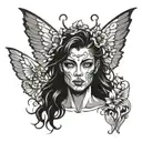 half demon half angel with butterfly wings made tattoo design idea