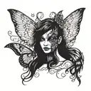 half demon half angel with butterfly wings made tattoo design idea