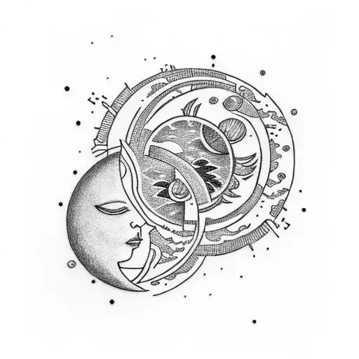 matching tattoo sun and moon tattoo design idea