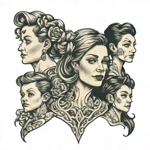 mom with three children surrounded tattoo design idea