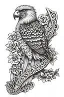 polish falcon Irish harp background tattoo design idea