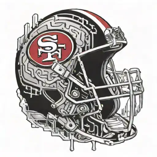 A futuristic tattoo of a San Francisco 49ers logo crying tattoo design idea