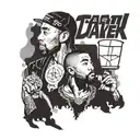 A portrait of Tupac and Drake sharing a mic, surrounded by Black Lives Matter symbols and a banner with the last name Williams, all under a divine light representing God's presence tattoo design idea