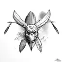 Crossed Tomahawks with feathers tattoo design idea