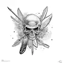 Crossed Tomahawks with feathers tattoo design idea