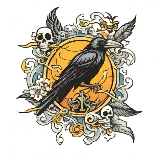 crows coming out of one piece sun pirates logo tattoo design idea