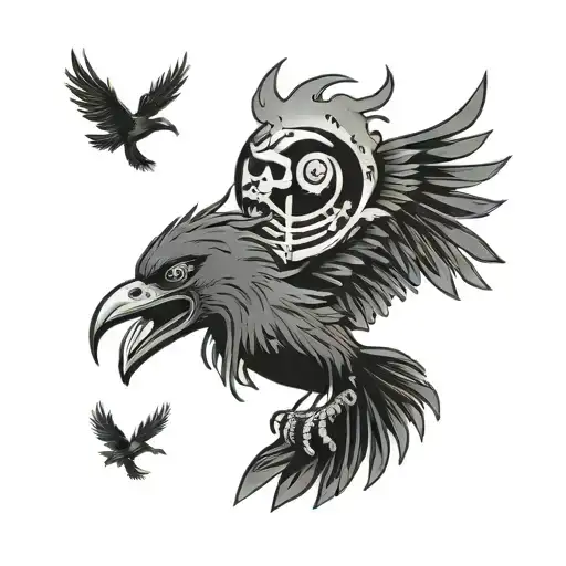 crows coming out of one piece sun pirates logo tattoo design idea