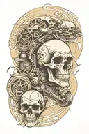 minimalistic modern sleeve motorcycle and skull tattoo tattoo design idea