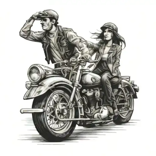 Bonnie and Clyde motorcycle tattoo design idea