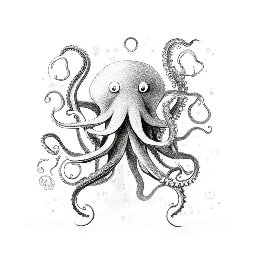Sketch "Octopus Grabbing Scuba Diver" Tattoo Idea BlackInk AI