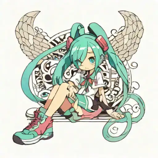depressed doomer Hatsune miku tattoo design idea