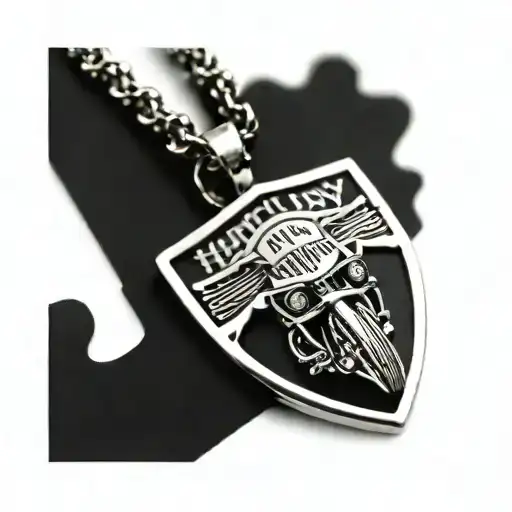 harley davidson bar and shield helmet cross necklace tattoo design idea