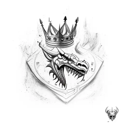 drako pistol with 5 point crown tattoo design idea