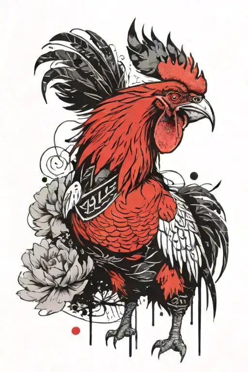 french rooster, thai elephant tattoo design idea