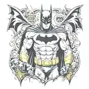 Batman with Gotham city urban street money theme for the back tattoo design idea