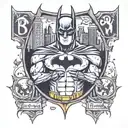 Batman with Gotham city urban street money theme for the back tattoo design idea