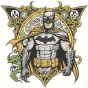 Batman with Gotham city urban street money theme for the back tattoo design idea