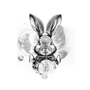 The cyborg rabbit is dancing tattoo design idea