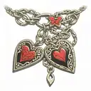 black heart music and locket anklet with chain links tattoo design idea