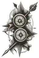 Clock, Compass, Arrow tattoo design idea