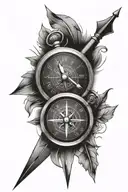 Clock, Compass, Arrow tattoo design idea