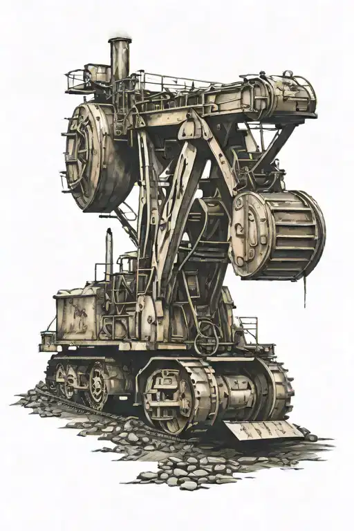 steam shovel tattoo design idea