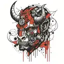 minotaur head robot tattoo design idea