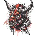 minotaur head robot tattoo design idea