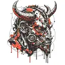 minotaur head robot tattoo design idea