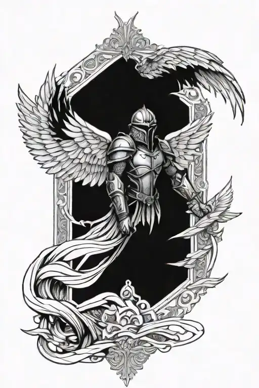paladin with wings tattoo design idea