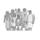 a group of people posing for a picture tattoo design idea