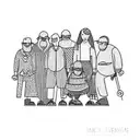 a group of people posing for a picture tattoo design idea