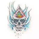 undead wizard with stars tattoo design idea