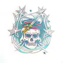 undead wizard with stars tattoo design idea